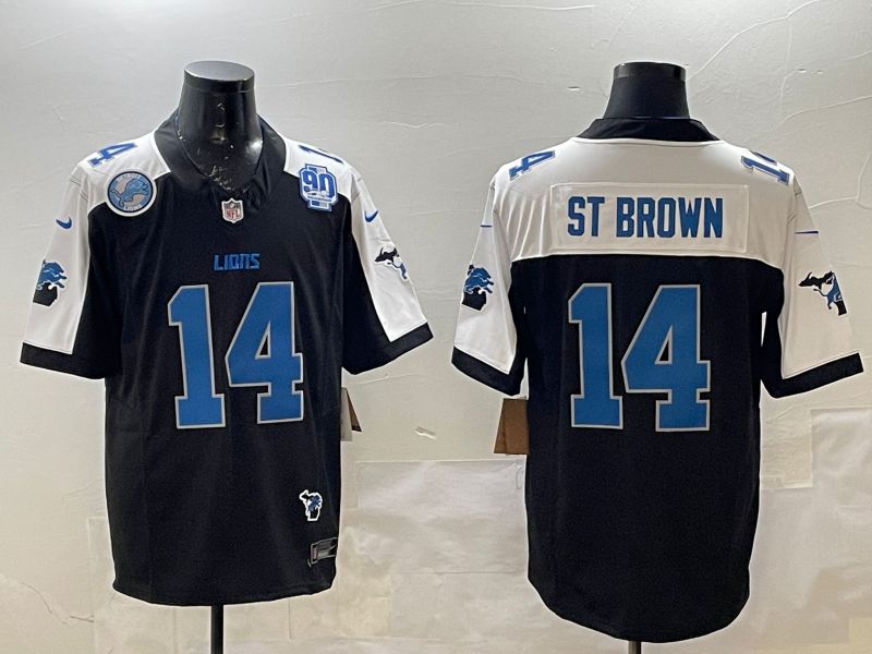 Men Detroit Lions #14 St Brown Black Thanksgiving three generations 2025 Nike Limited NFL Jersey style 1->detroit lions->NFL Jersey